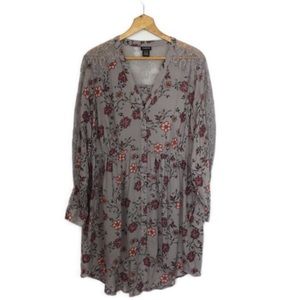 Torrid Gray Floral Hi Lo button down peasant top